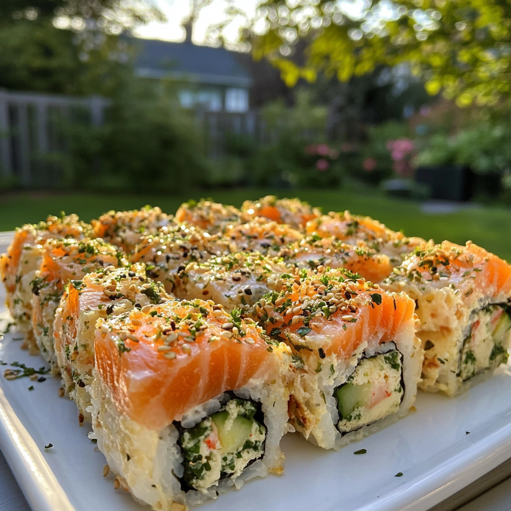 salmon sushi bake