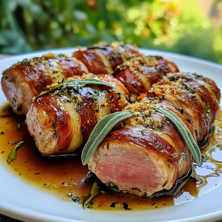 Prosciutto Wrapped Pork Tenderloin with Crispy Sage - OoohDelish!