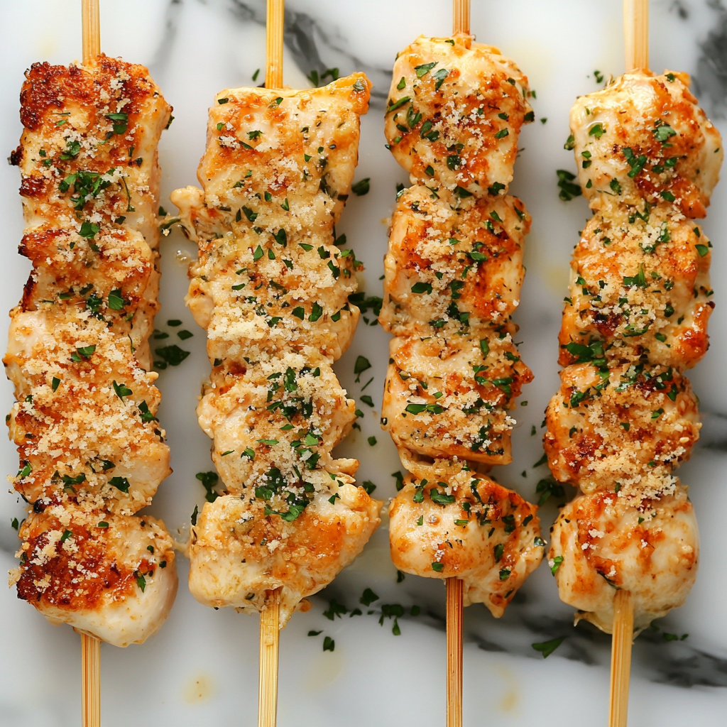 Garlic Parmesan Chicken Skewers