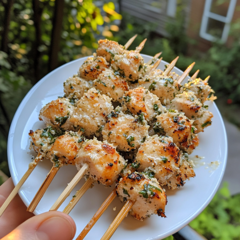 Garlic Parmesan Chicken Skewers