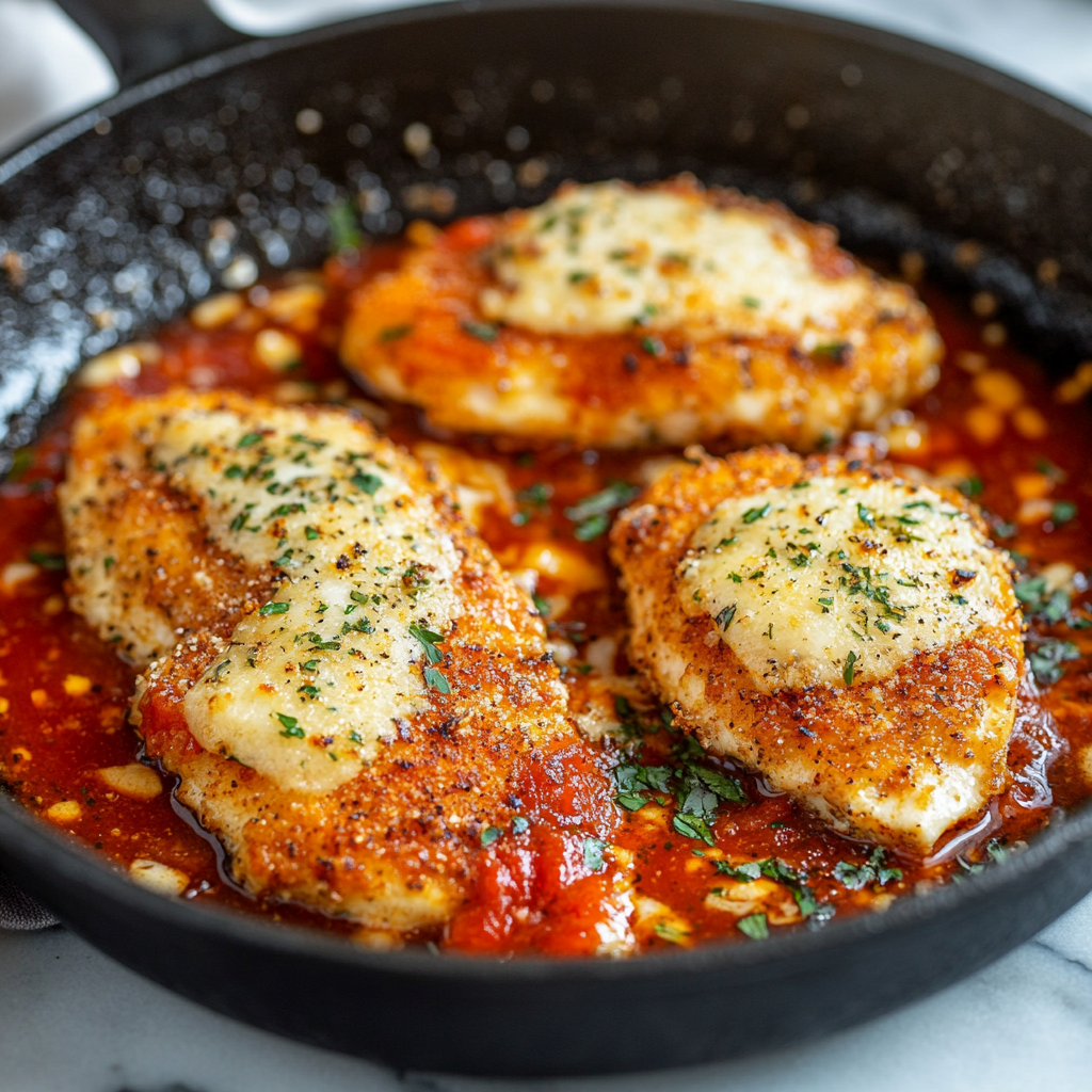 Crispy Parmesan Chicken with a Rich Garlic Sauce