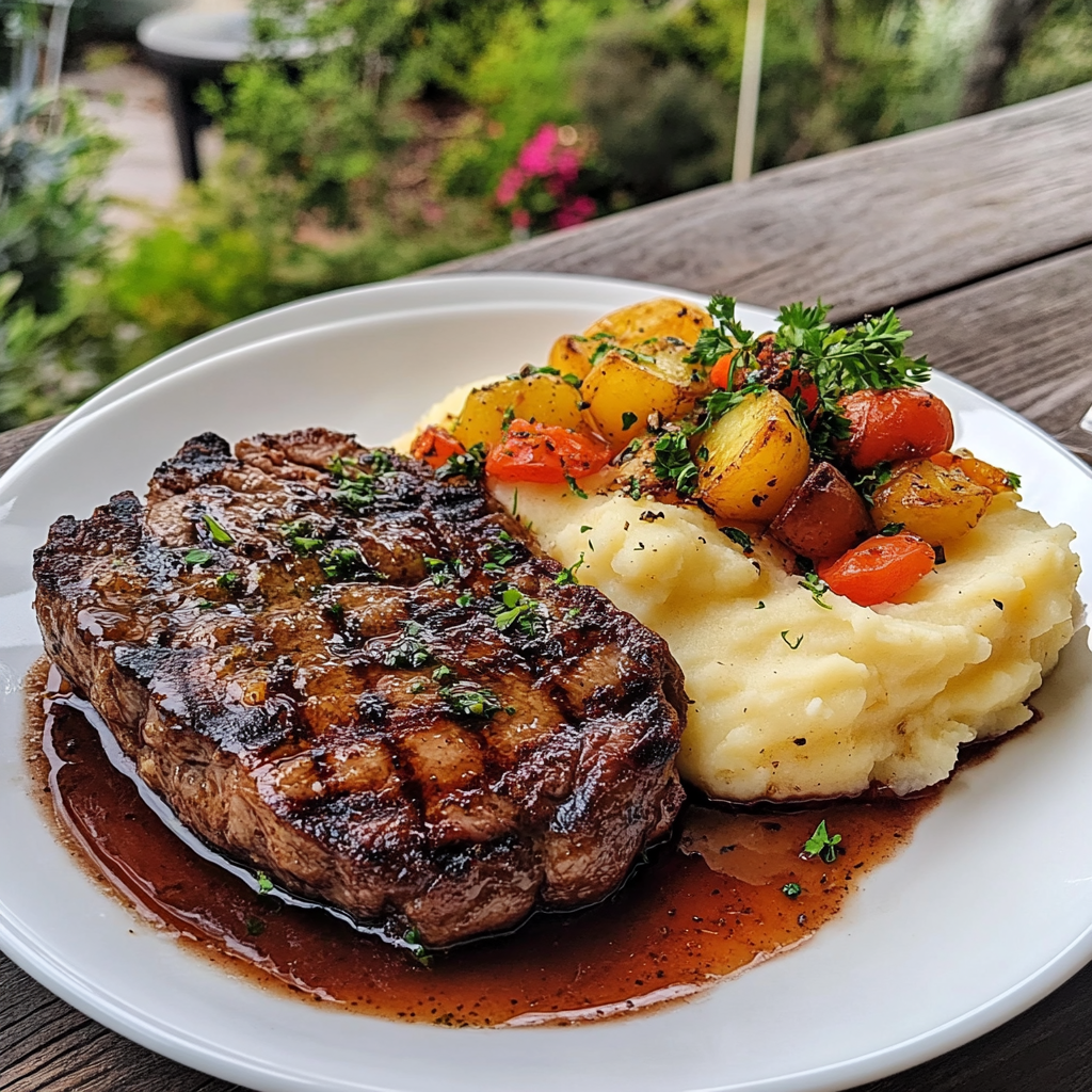 Beef Steak with Mashed Potatoes