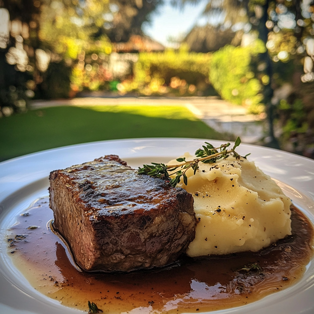 Beef Steak with Mashed Potatoes