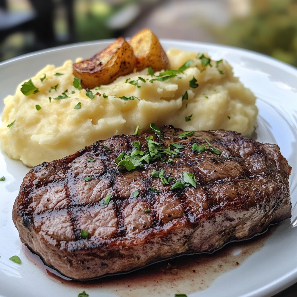 Beef Steak with Mashed Potatoes