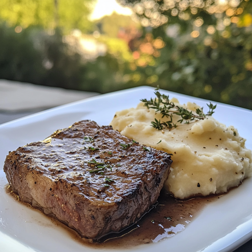 Beef Steak with Mashed Potatoes
