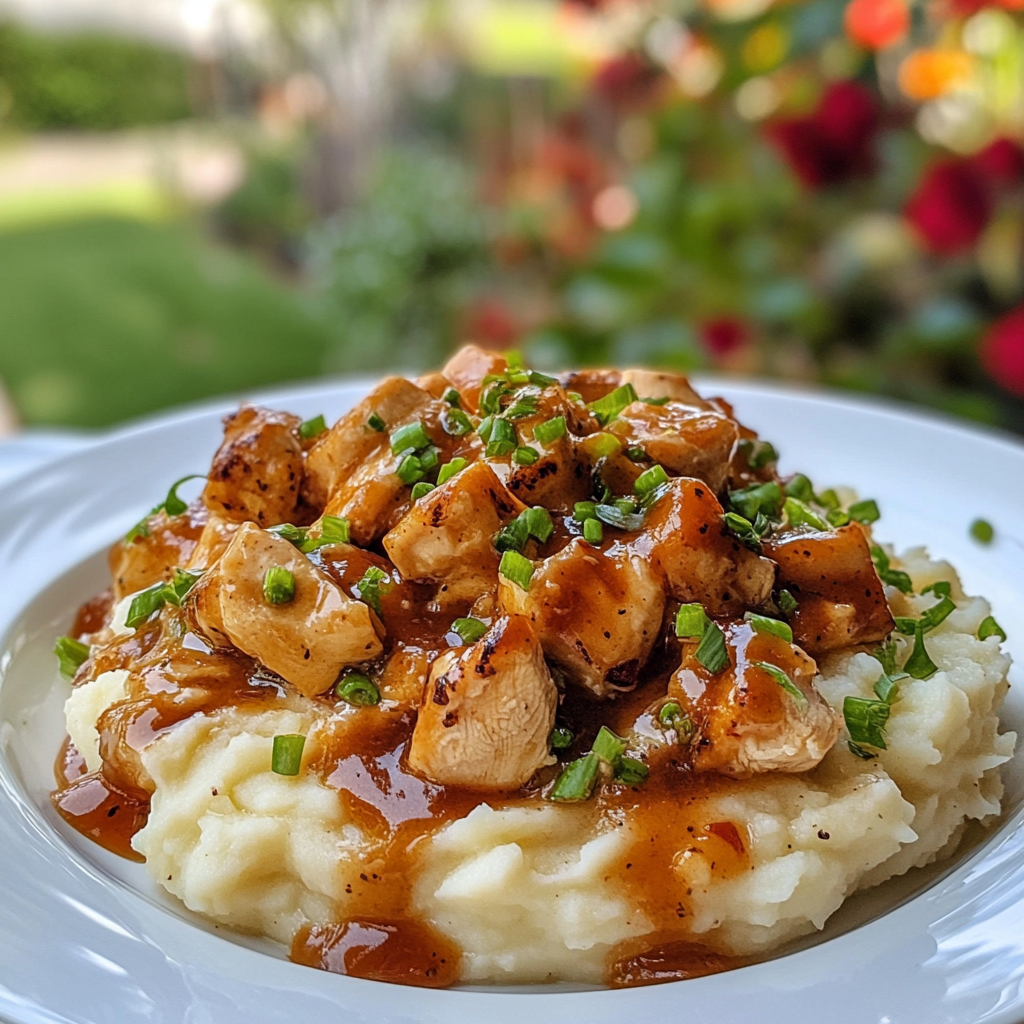 Chicken Noodles Over Mashed Potatoes