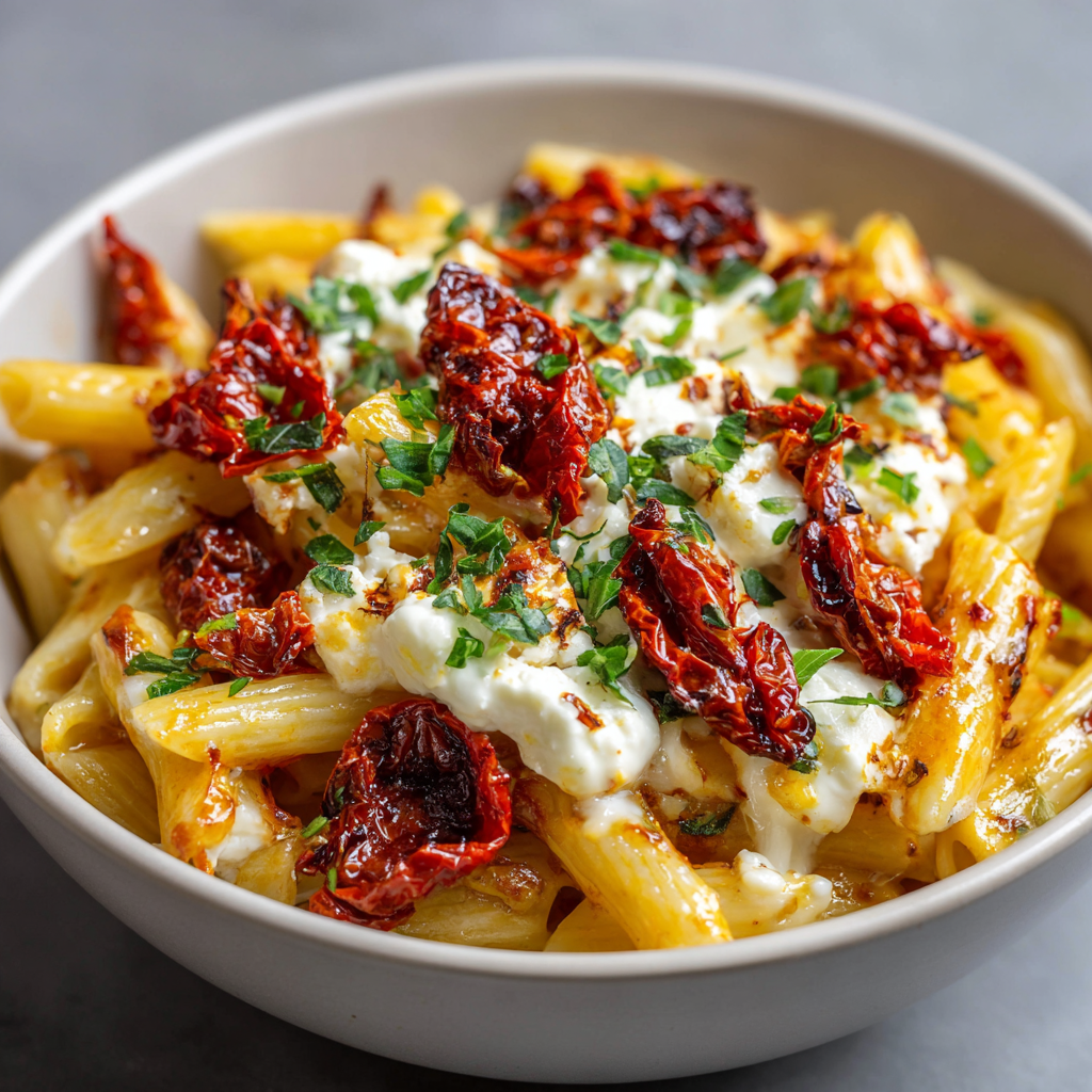 Baked Feta Pasta with Sun-Dried Tomatoes Recipe
