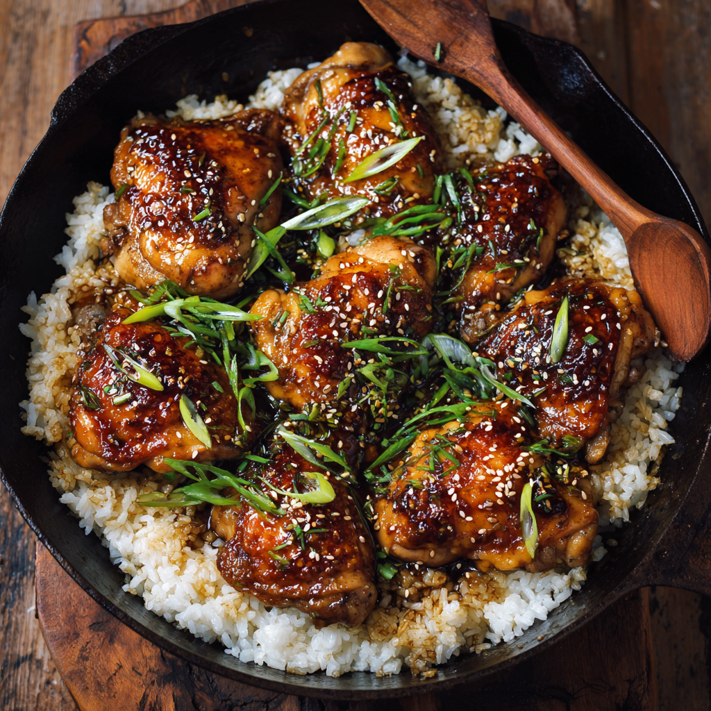 One Pan Honey Soy Chicken and Rice Recipe