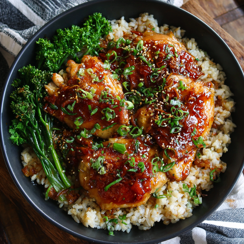 One Pan Honey Soy Chicken and Rice Recipe
