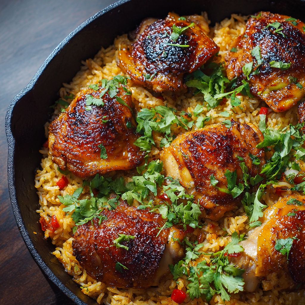 One Pan Honey Soy Chicken and Rice Recipe