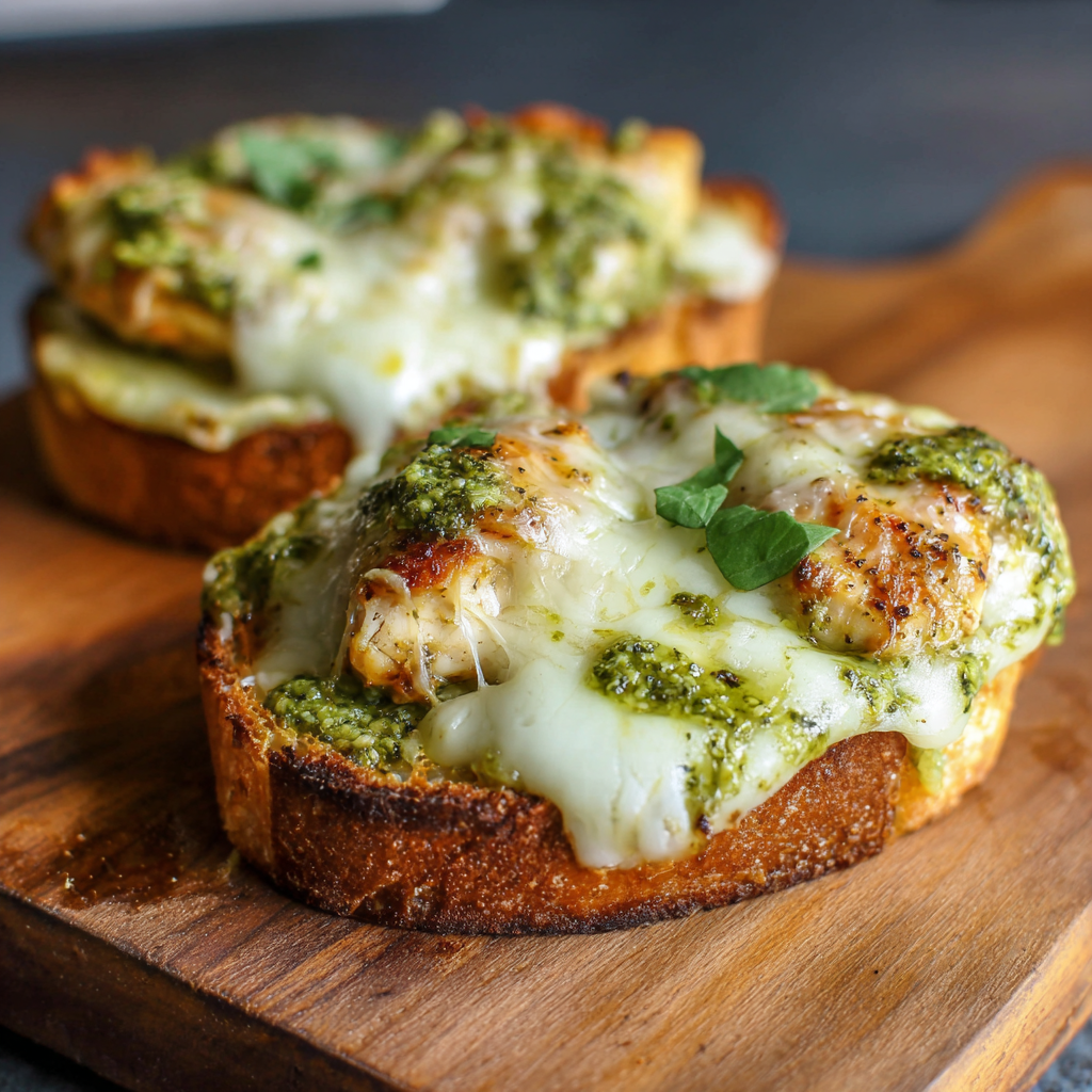 Air Fryer Chicken Pesto Melts