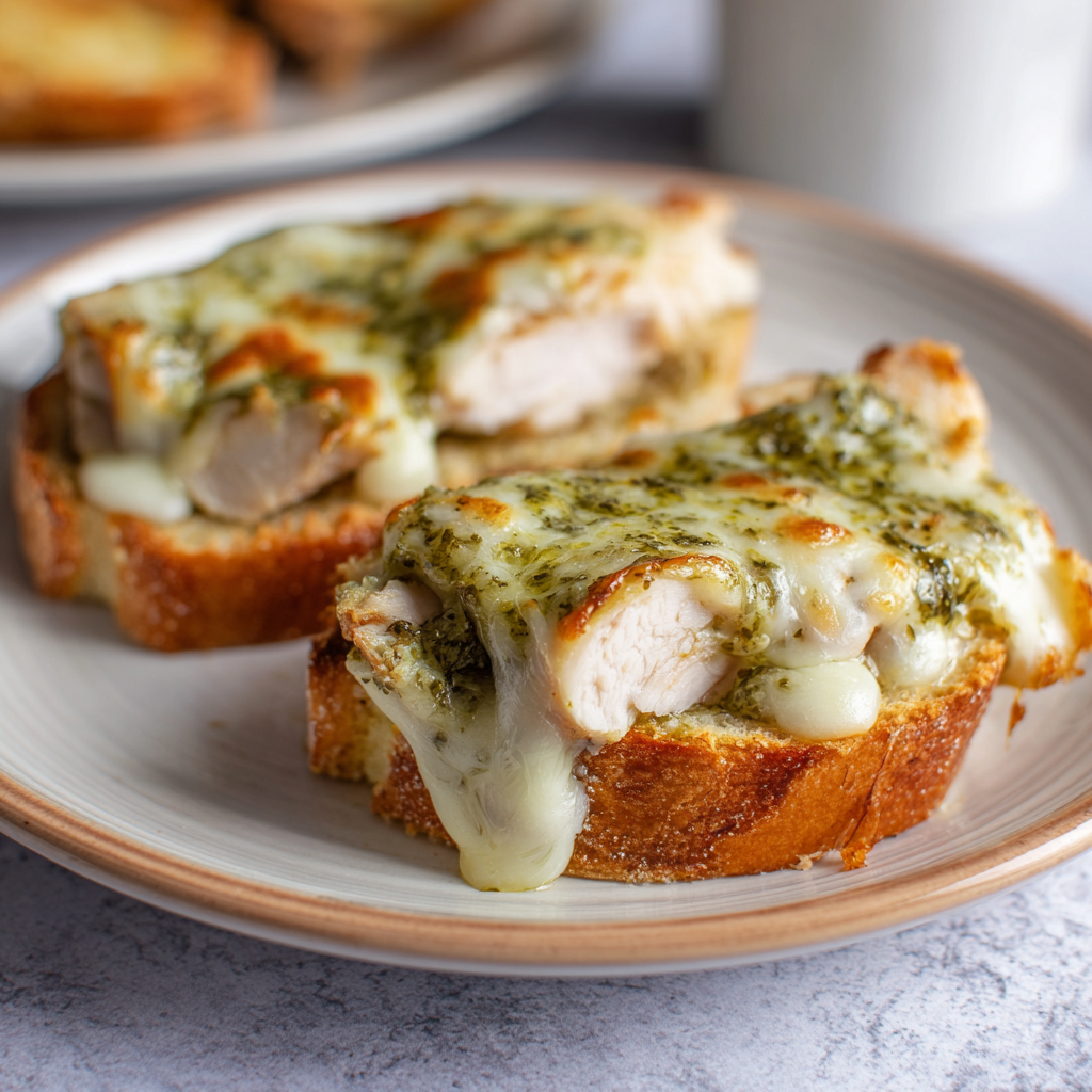 Air Fryer Chicken Pesto Melts