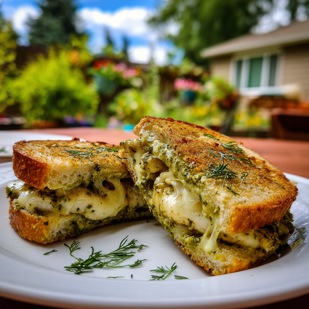 Air Fryer Chicken Pesto Melts
