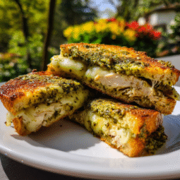 Air Fryer Chicken Pesto Melts