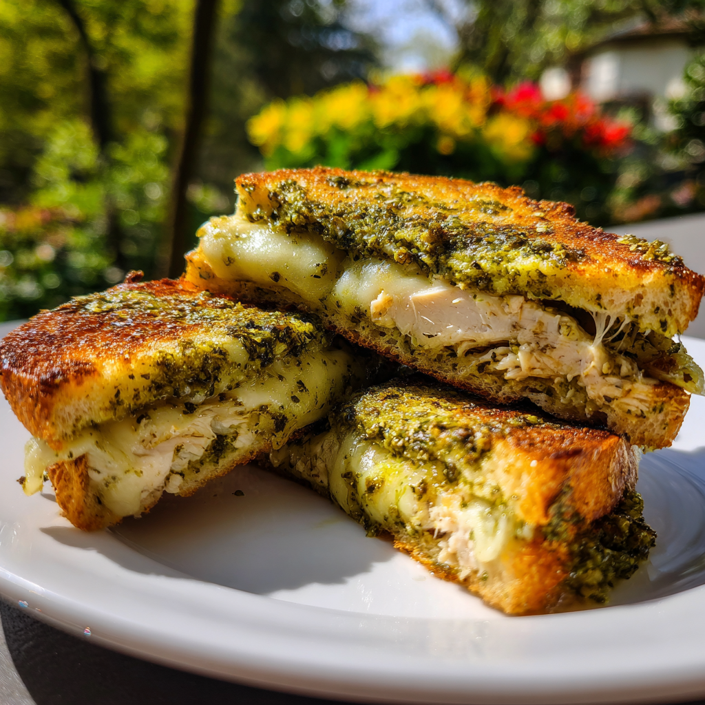 Air Fryer Chicken Pesto Melts