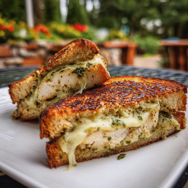 Air Fryer Chicken Pesto Melts