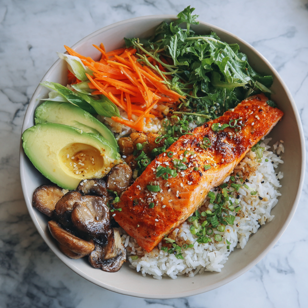 Baked Salmon Rice Bowl Recipe