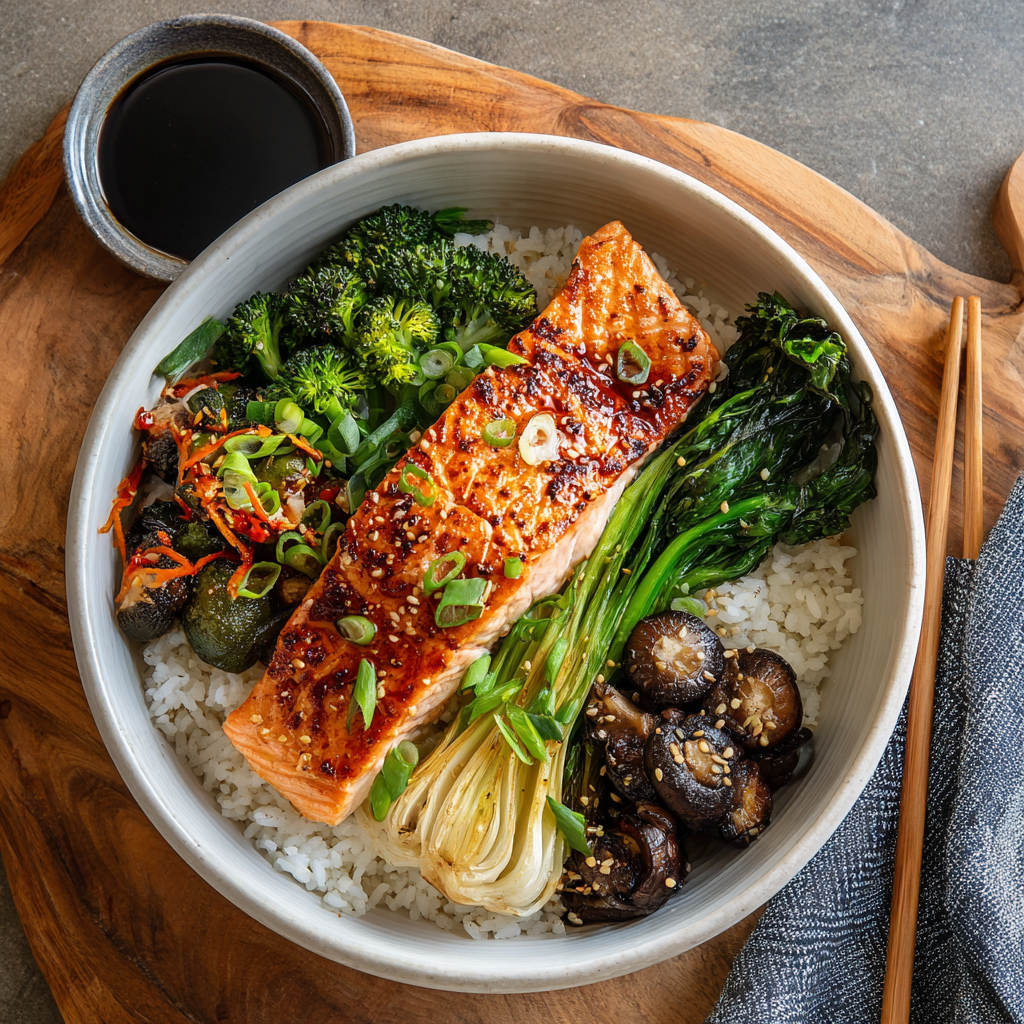 Baked Salmon Rice Bowl Recipe