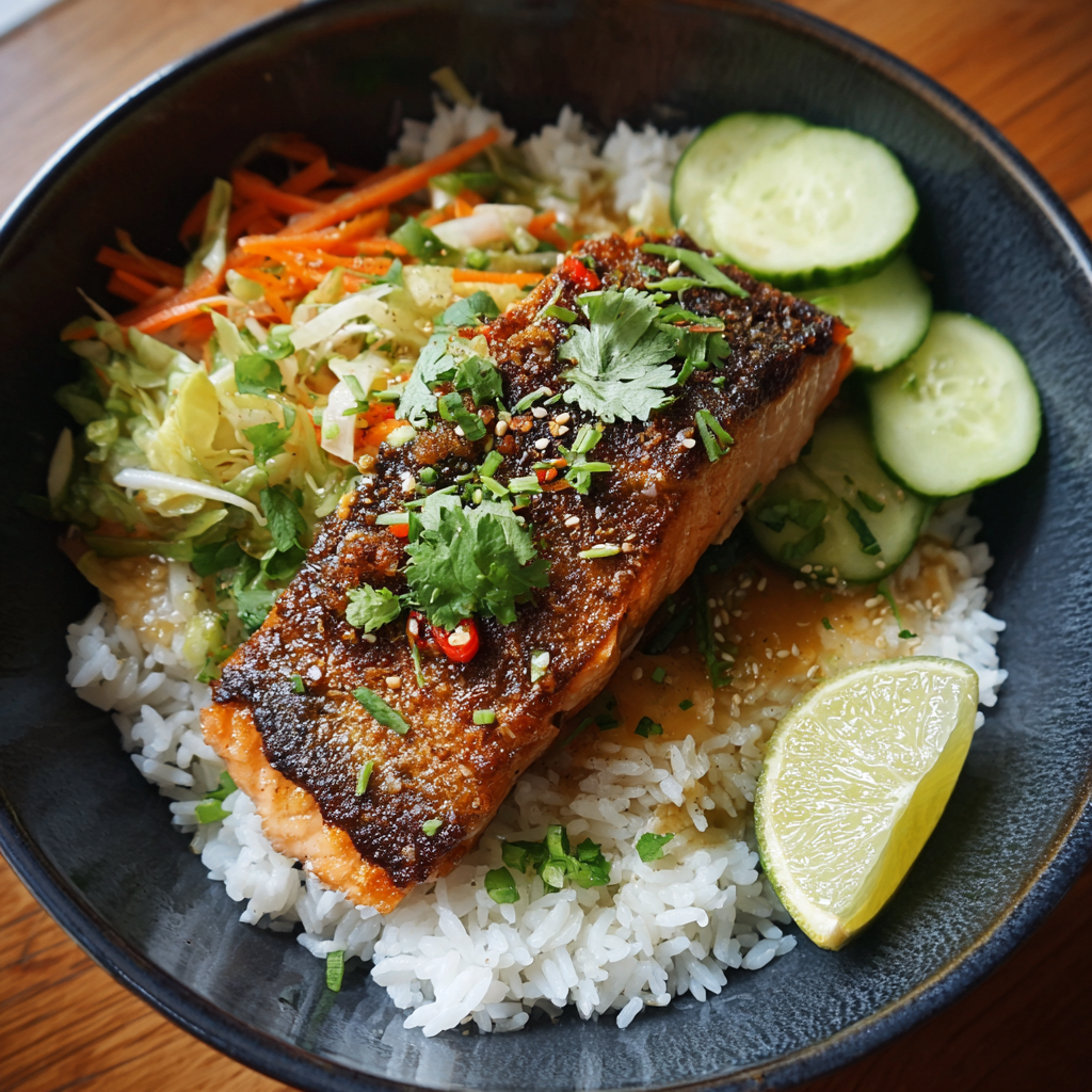 Baked Salmon Rice Bowl Recipe