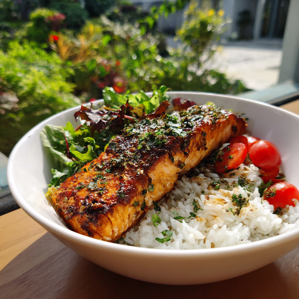 Baked Salmon Rice Bowl Recipe