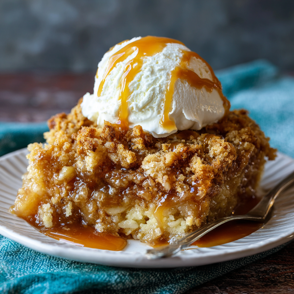 Caramel Apple Dump Cake Recipe with 4 ingredients