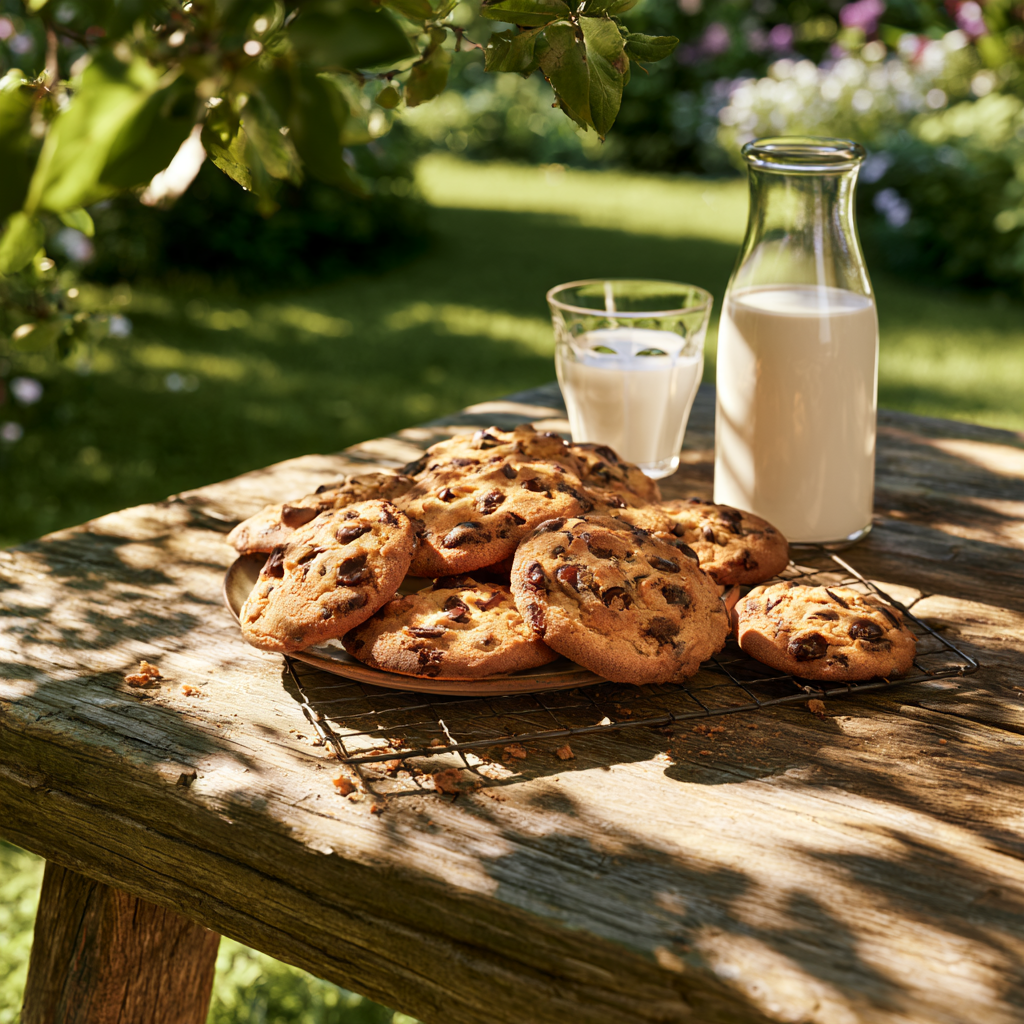 chocolate chip cookies milk