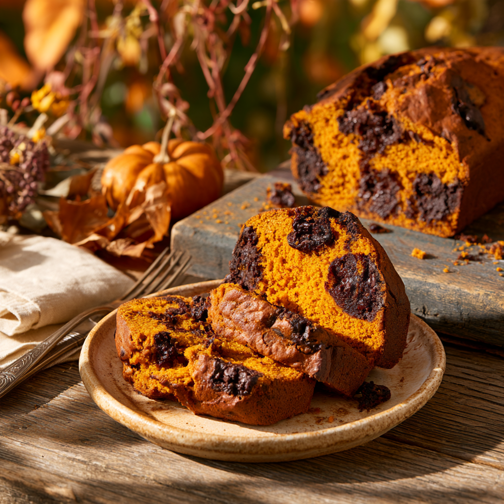Pumpkin Bread with Brownie Chunks