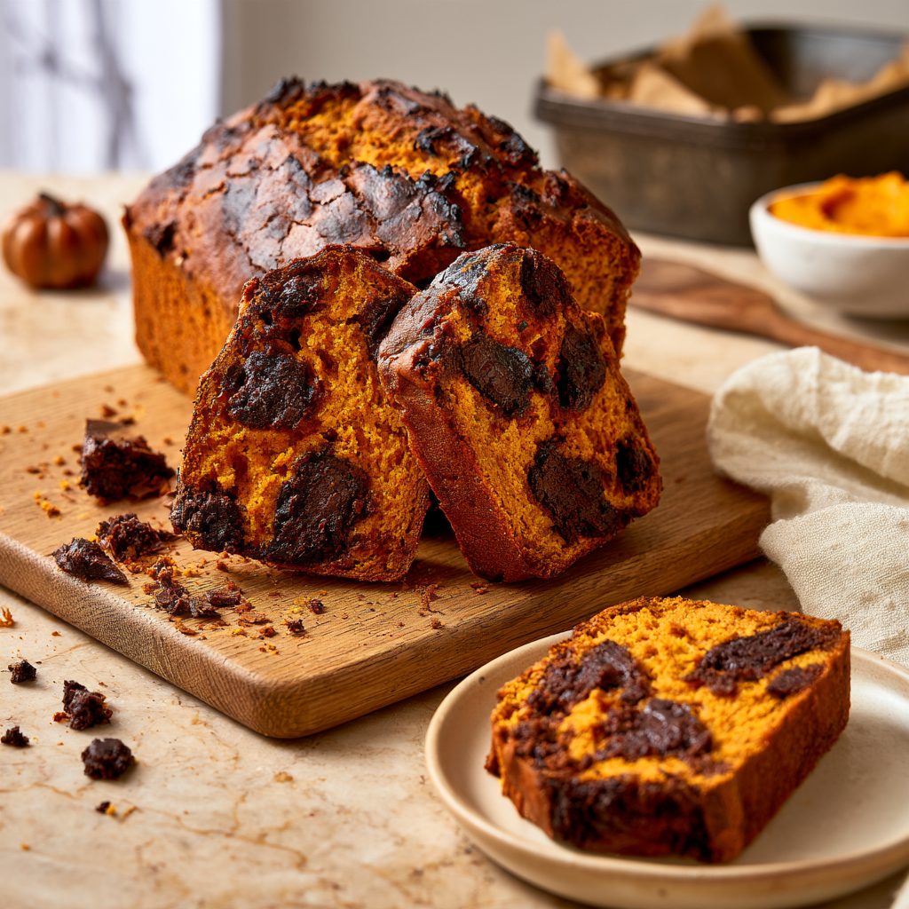 Pumpkin Bread with Brownie Chunks